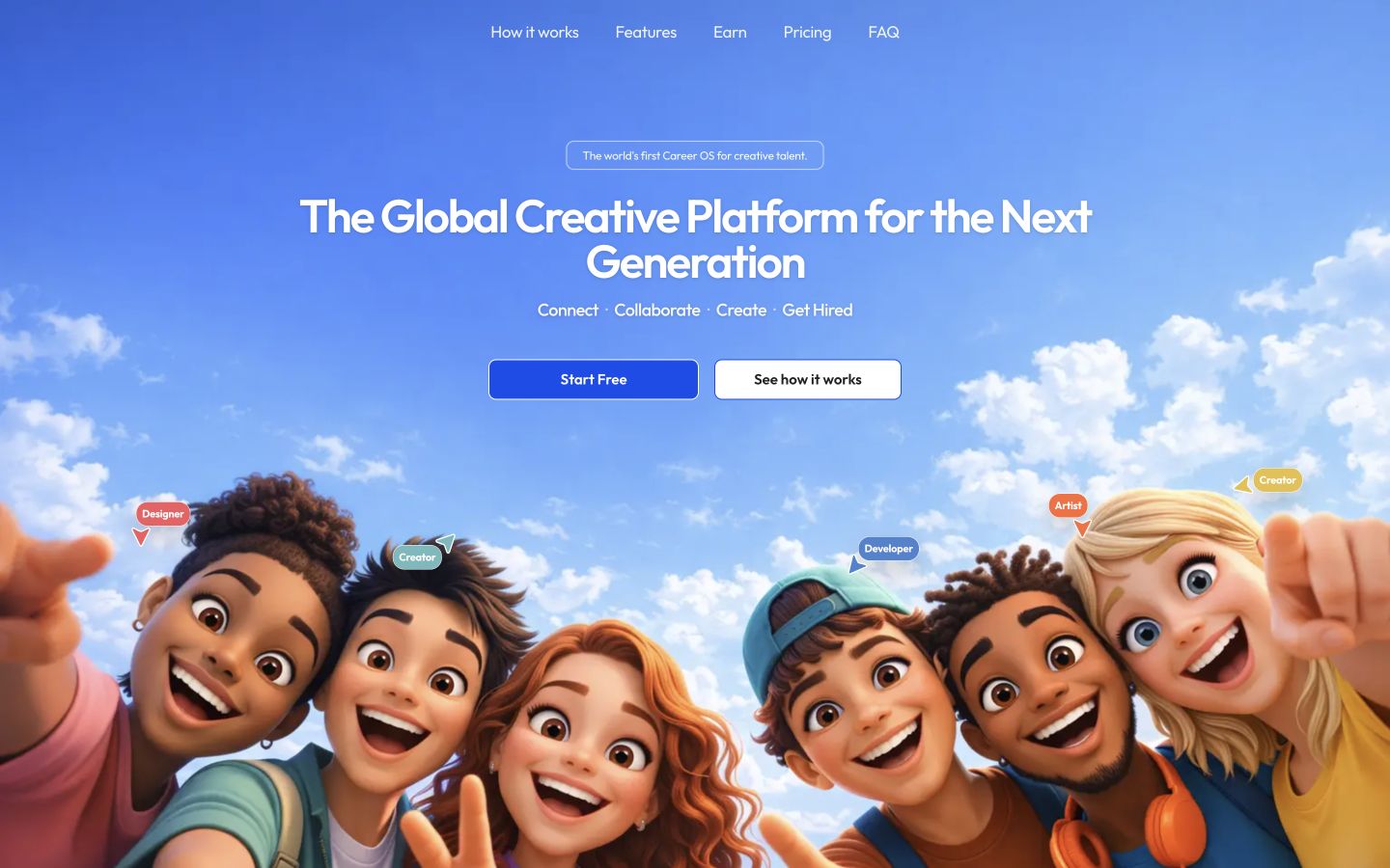 Crazeal live landing page showing its creator-platform proposition