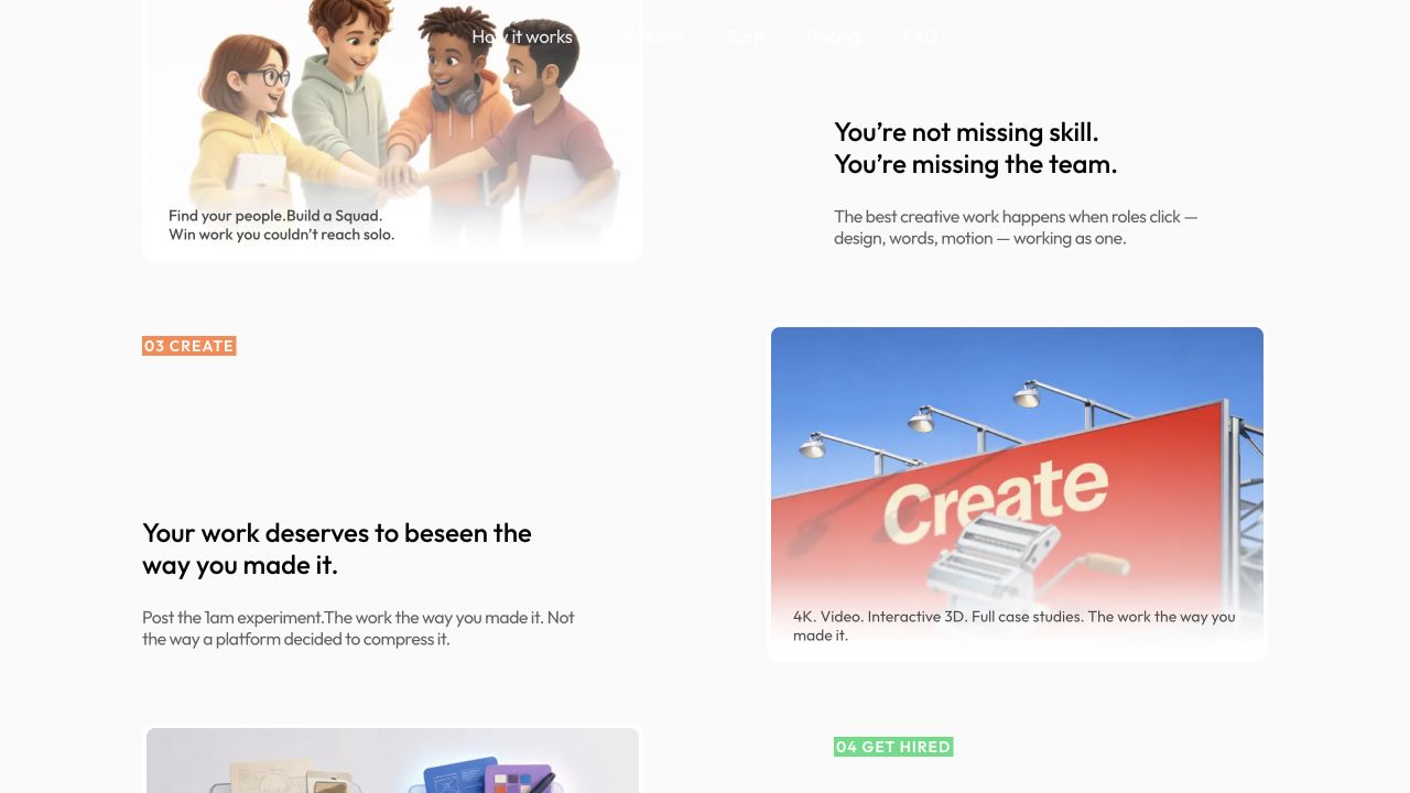 Crazeal’s live Create section showing an expressive product-publishing surface